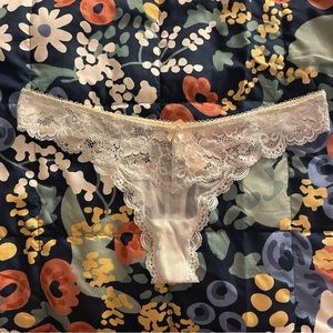 Victoria's Secret Light Blue Mesh Silver Lace Thong